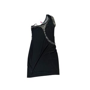 Eien One Shoulder Leopard Print Bodycon Mini Dress Made in USA Size M